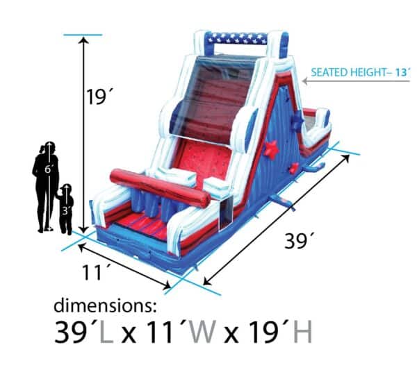40' Red White and Blue Inflatable Rock Climb Slide - Image 2
